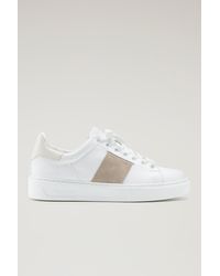 Woolrich - Classic Court Sneakers In Leather With Contrast Suede Side Band - Lyst