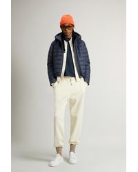 Woolrich - Gevoerd Jack Van Microvezel Met Capuchon Blauw Grootte - Lyst