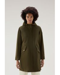 Woolrich - Long Summer Parka In Urban Touch Fabric With Hood - Lyst
