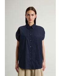 Woolrich - Blouse Van Popeline Van Puur Katoen Blauw Grootte - Lyst