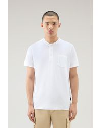 Woolrich - Henley T-shirt In A Cotton-linen Blend - Lyst