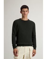 Woolrich - Herren Rundhalspullover Aus Reiner Wolle Grün Größe - Lyst
