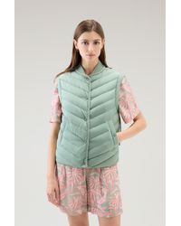 Woolrich - Microfiber Vest With Chevron Quilting Green - Lyst