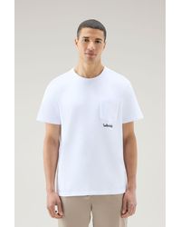 Woolrich - Pure Cotton T-shirt With Trail Print - Lyst
