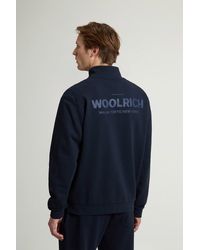 Woolrich - Sweater Van Zuiver Katoen Met Groot Logo Op De Achterkant Blauw Grootte - Lyst