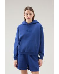 Woolrich - Sweatshirt In Pure Cotton With Hood And Embroidered Logo - Lyst