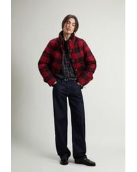 Woolrich - Geruit Gewatteerd Jack Van Zuivere Scheerwol Rood Grootte - Lyst