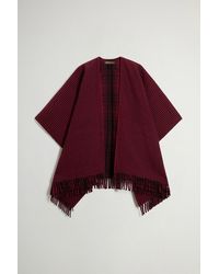Woolrich - Dubbelzijdige Geruite Cape Van Zuivere Dubbelgeweven Wol Rood Grootte - Lyst