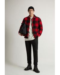 Woolrich - Herren Overshirt Alaskan Check Aus Recycelter Italienischer Wollmischung Rot Größe - Lyst