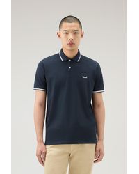 Woolrich - Monterey Polo Shirt In Stretch Cotton Piquet With Striped Edges - Lyst