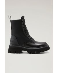 Woolrich - Boots In Calfskin And Nylon With Shearling Lining - Lyst
