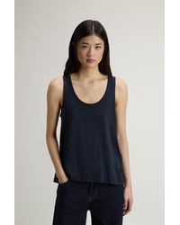Woolrich - Top Van Katoen- En Modalmix Blauw Grootte - Lyst