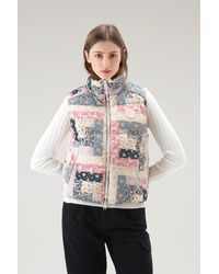 Woolrich - Pennsylvania Quilted Vest With Patchwork Print Cream Patchwork - Lyst