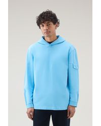 Woolrich - Hooded Pure Cotton Sweatshirt With Pocket Blue - Lyst