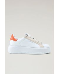 Woolrich - Chunky Court Sneakers In Leather With Contrasting Trim - Lyst