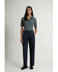 Woolrich - Achteraf Geverfde Carrot-Broek Van Popeline Van Zuiver Katoen Blauw Grootte - Lyst