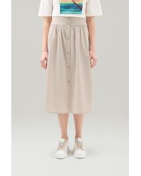 Woolrich - Midi Skirt In Pure Cotton Poplin - Lyst