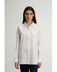 Woolrich - Boyfriend-Overhemd Van Popeline Van Puur Katoen Wit Grootte - Lyst
