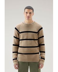 Woolrich - Striped Crewneck Sweater In Pure Cotton - Lyst