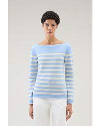 Woolrich - Pure Cotton Sweater With Boat Neckline - Lyst