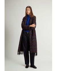 Woolrich - Abrigo Largo De Mezcla De Lana Doble Con Motivo Aztec Y Flecos Para Mujer Talla - Lyst