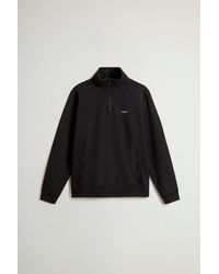 Woolrich - Herren Sweatshirt Im Hybrid-Design Mit Hohem Kragen Aus Reiner Baumwolle Und Nylon Schwarz Größe - Lyst