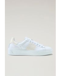 Woolrich - Classic Court Sneakers In Leather With Contrasting Stripe - Lyst