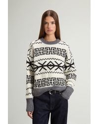 Woolrich - Pull À Col Rond À Motif Fair Isle En Mohair Mélangé Pour Femme Couleur Taille - Lyst
