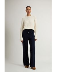 Woolrich - Wide-Leg Broek Van Een Mix Van Scheerwol En Kasjmier Blauw Grootte - Lyst