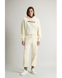 Woolrich - Damen Hose Aus Gebürsteter Reiner Baumwolle Weiß Größe - Lyst