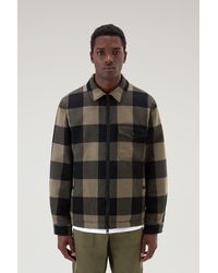 Woolrich - Overshirt In Recycled Italian Wool Blend With Sherpa Lining - Lyst