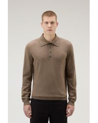 Woolrich - Long-sleeved Polo Shirt In Merino Wool Blend - Lyst