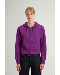 Woolrich - Trui Met Volledige Rits Met Capuchon Van Wol- En Kasjmiermix Lila Grootte - Lyst