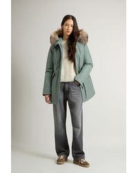 Woolrich - Damen Arctic Parka Aus Ramar Cloth Mit Abnehmbarem Pelzbesatz Grün Größe - Lyst
