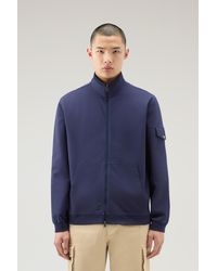 Woolrich - Pure Cotton Sweatshirt With Zip And High Collar Blue - Lyst
