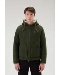 Woolrich - Hooded Jacket In Recycled Manteco Wool Blend - Lyst