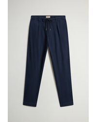 Woolrich - Pantalon Milton Teint En Pièce En Coton Et Lin Pour Homme Couleur Taille - Lyst