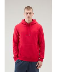 Woolrich - Hoodie In Cotton Fleece With Embroidered Logo - Lyst