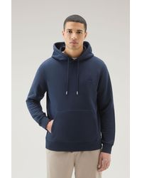 Woolrich - Hoodie In Cotton Fleece With Embroidered Logo - Lyst