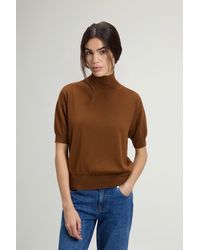 Woolrich - Camiseta De Punto De Pura Lana Virgen Merina Con Cuello Alto Para Mujer Talla - Lyst