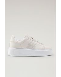 Woolrich - Chunky Court Sneakers In Leather With Micro-perforations - Lyst