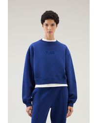 Woolrich - Crewneck Pure Cotton Sweatshirt With Embroidered Logo - Lyst