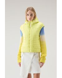 Woolrich - Quilted Hooded Vest In Recycled Pertex Quantum Yellow - Lyst