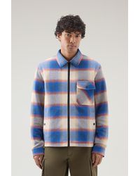 Woolrich - Shirt Jacket In Manteco Recycled Cotton Blend Blue - Lyst
