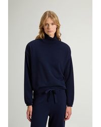 Woolrich - Damen Pullover Aus Einer Kaschmir-Woll-Mischung Blau Größe - Lyst