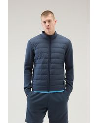 Woolrich - Sundance Hybrid Bomber Jacket In Microfibre And Cotton Knit - Lyst