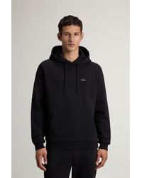 Woolrich - Herren Kapuzen-Sweatshirt Aus Baumwoll-Interlock-Mix Schwarz Größe - Lyst