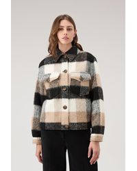 Woolrich - Check Overshirt Wth Fringed Trim In Alpaca And Wool Blend - Lyst