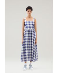 Woolrich - Long Dress In Pure Cotton Checked Voile - Lyst