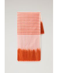 Woolrich - Wool And Cotton Blend Scarf With Micro-check Pattern Orange - Lyst